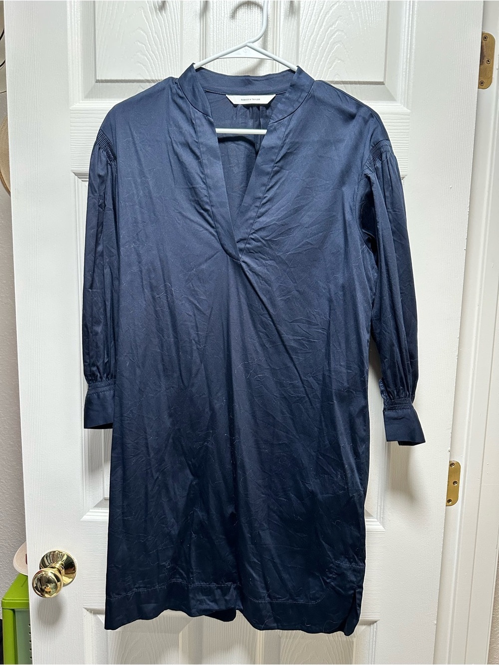 Rebecca Taylor Navy Shirt Dress with V-Neck